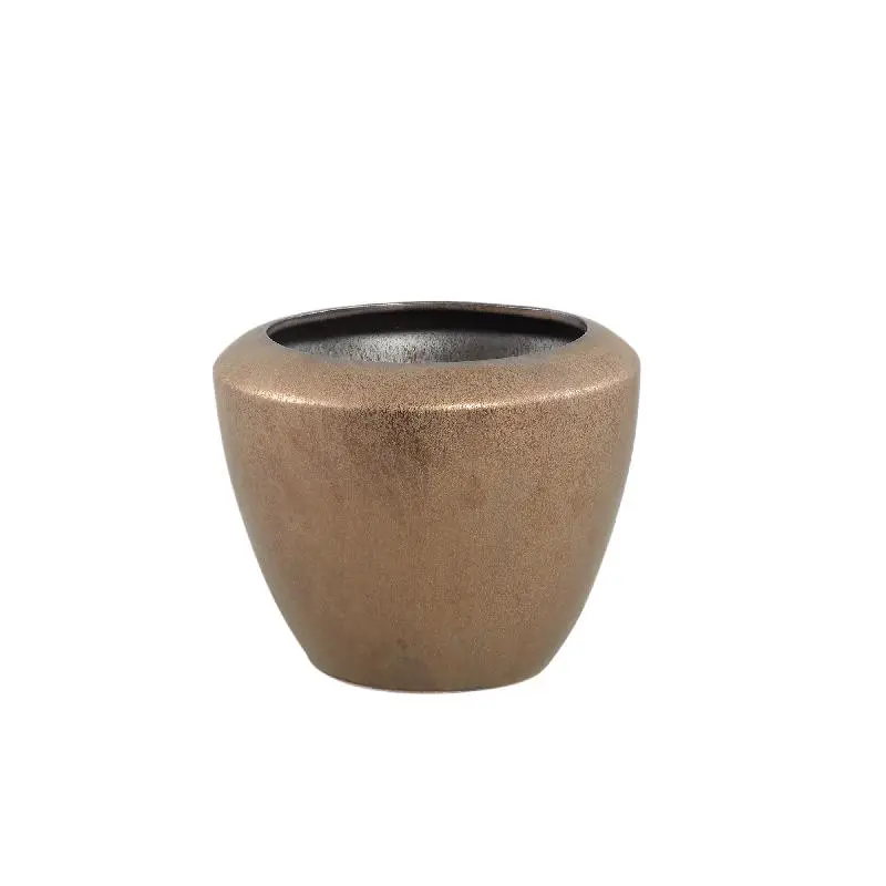 Topf – Bronze Oberfläche, Runde Form, Glatte Oberfläche, Keramik Material, S – Kyleigh | PTMD