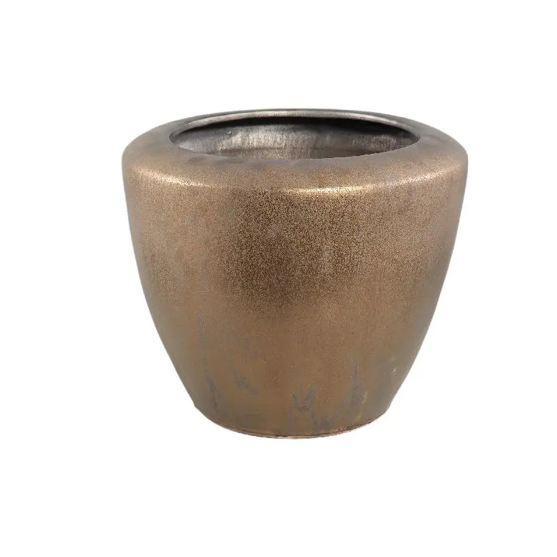 Topf – Bronze Oberfläche, Runde Form, Glatte Oberfläche, Keramik Material, XL – Kyleigh | PTMD