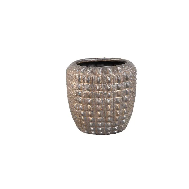 Topf – Bronze Oberfläche, Runde Form, Krokodilmuster, Keramik Material, S – Crocco | PTMD