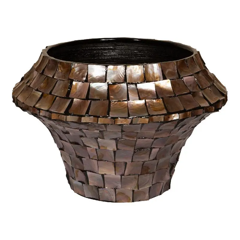 Topf – Bronzefarbener Bambus, Runde Form, Niedriges Design, L - Daven | PTMD