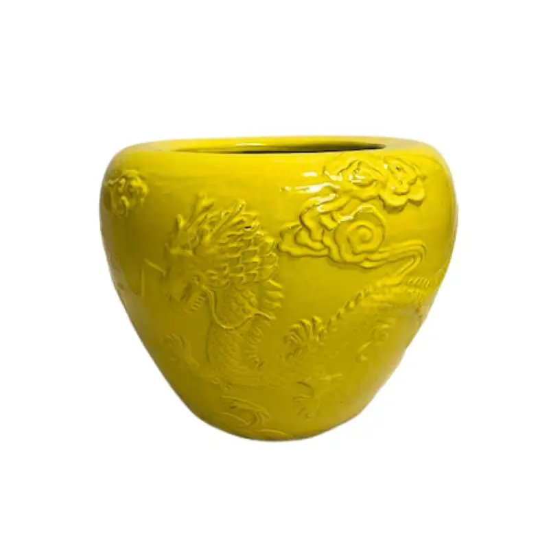 Topf – Drachen Design, Runde Form, Keramik Material, Gelb – Terron | PTMD