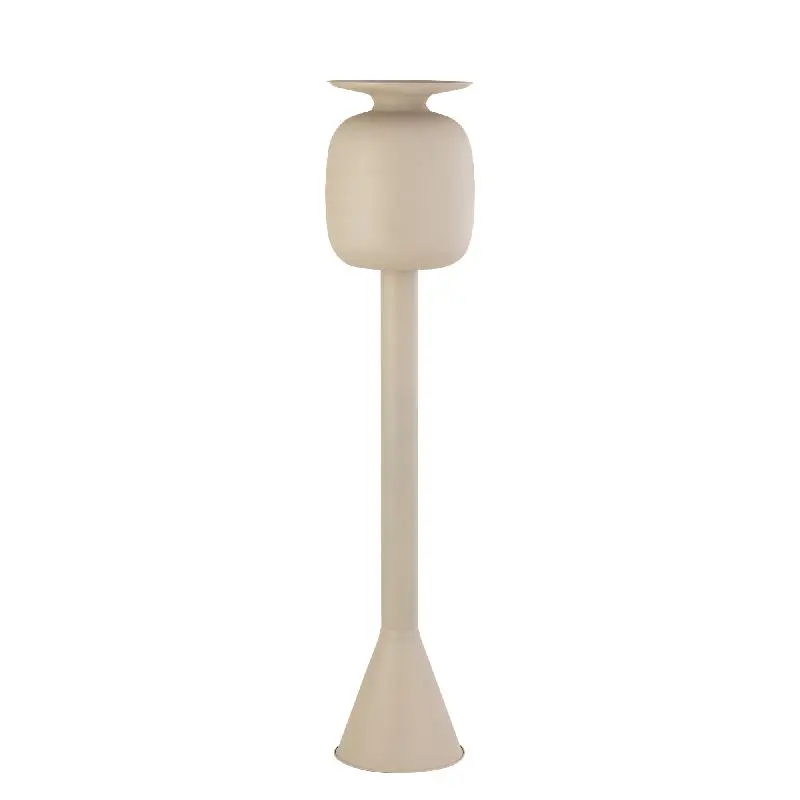 Topf - Eisenmaterial, langer Sockel, rund, Creme, L – Dainah | PTMD