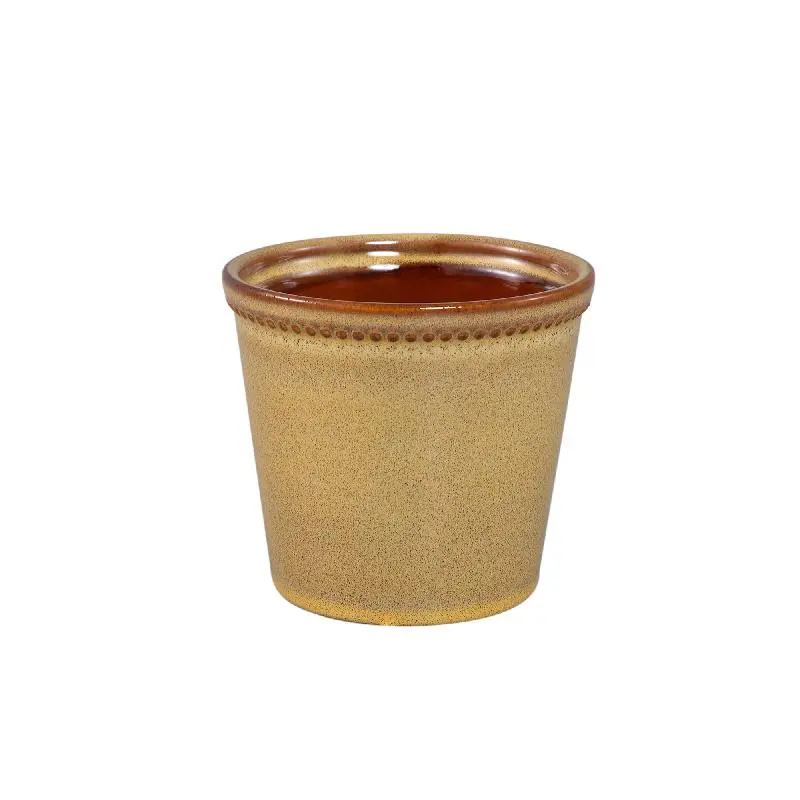 Topf – Gelbe Oberfläche, Punktbordüre Design, Keramik Material, M – Tristah | PTMD