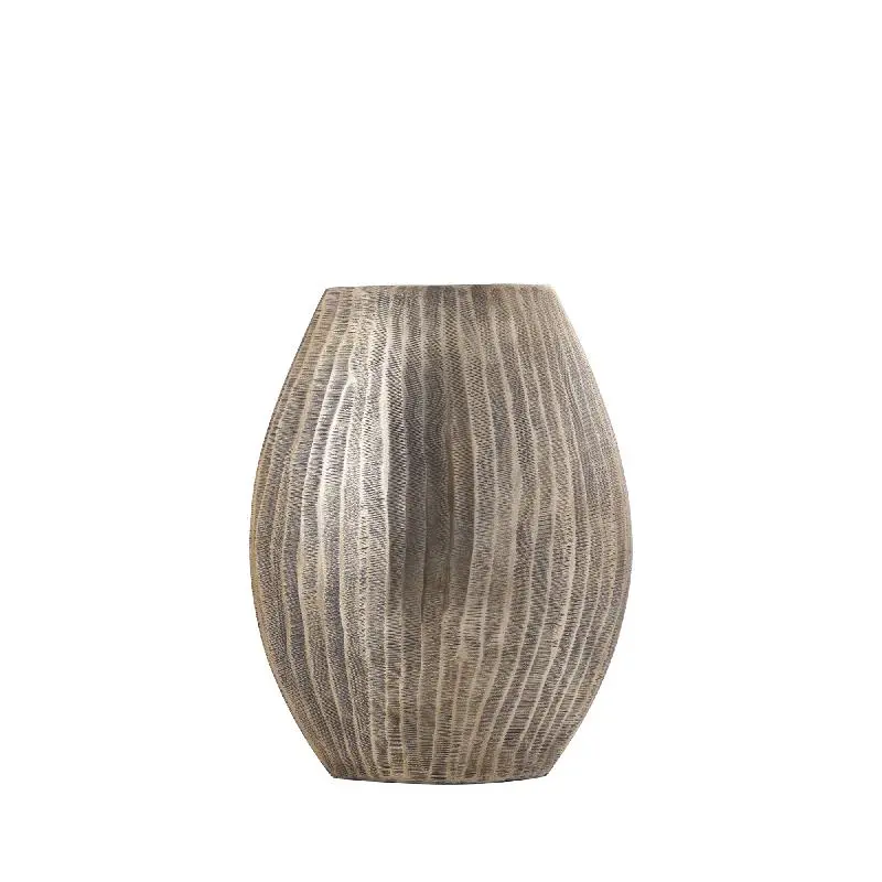 Topf – Geripptes Design, Ovale Form, Aluminium Material, Gold, Hoch, S – Jowad | PTMD