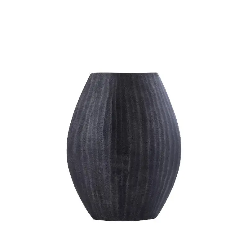 Topf – Geripptes Design, Ovale Form, Aluminium Material, Grau, Hoch, S – Jowad | PTMD