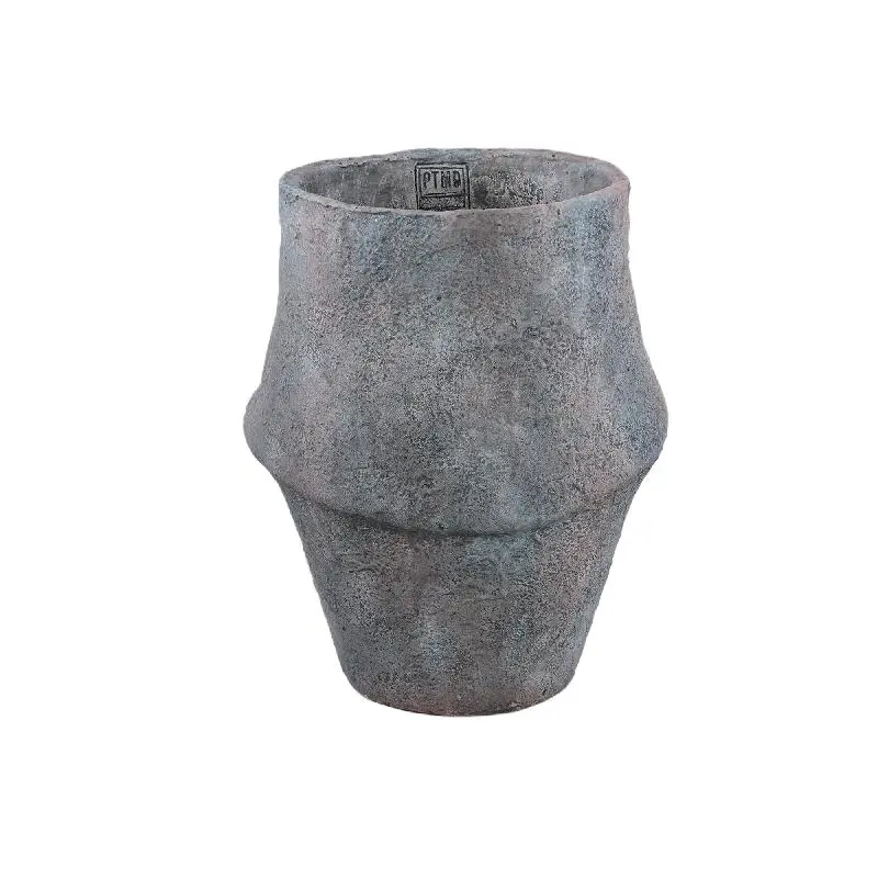 Topf – Graue Farbe, Organisches Design, Zement Material, L – Javay | PTMD
