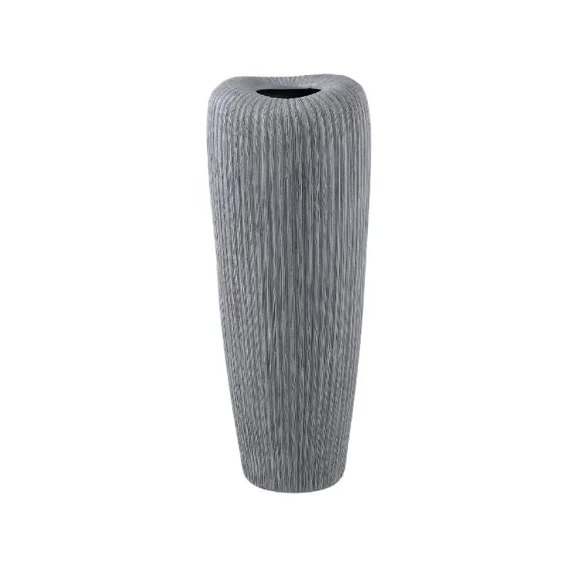 Topf – Graufarbe, Runde Form, Linienmuster, Keramik, L – Zinet | PTMD