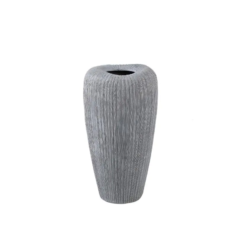 Topf – Graufarbe, Runde Form, Linienmuster, Keramik, S – Zinet | PTMD