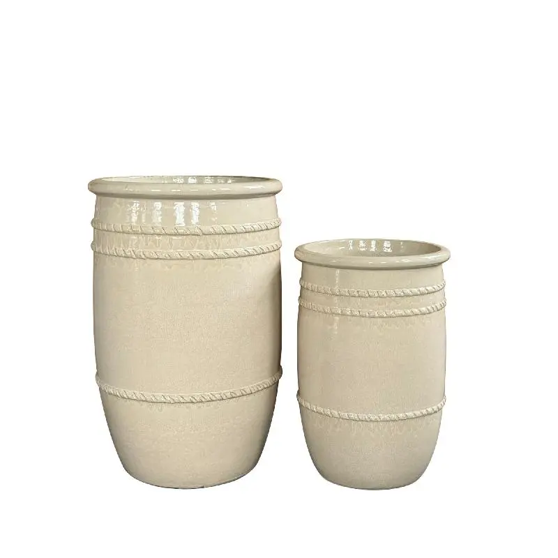 Topf – Hohes Design, Runde Form, Keramik Material, Creme, L – Lilliah | PTMD