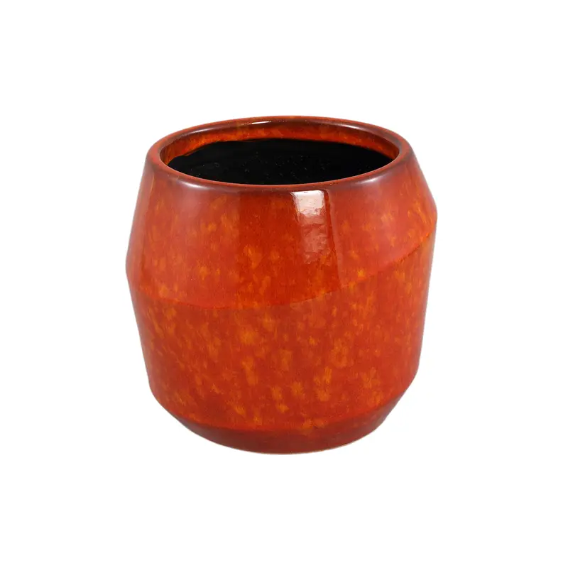 Topf – Keramik, Glasiertes Design, Orange, L – Portian | PTMD