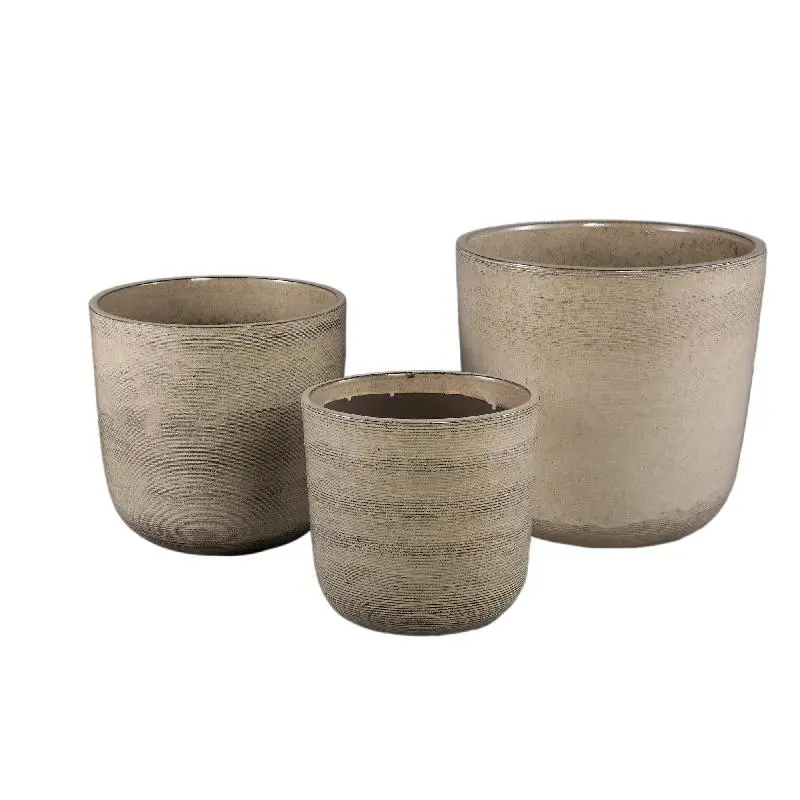 Topf – Keramik Material, Gerippte Struktur, Creme Oberfläche – Rosanne | PTMD