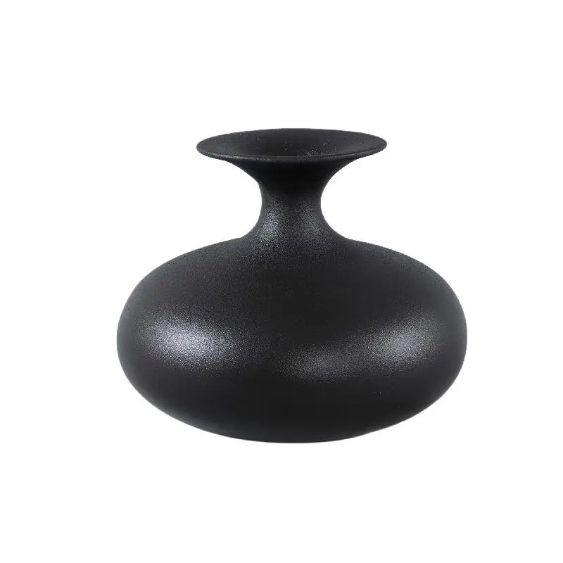 Topf – Keramik Steinzeug, Bäuchiges Design, Schwarz, M – Lyndsay | PTMD