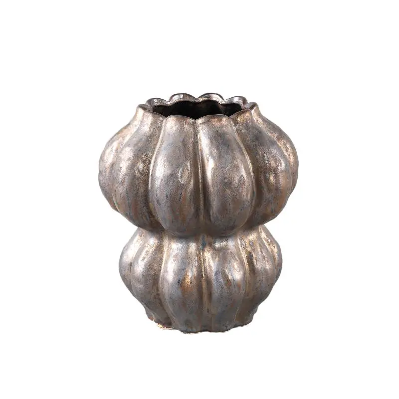 Topf – Keramik Steinzeug, Rundes Design, Bronze, S – Niek | PTMD