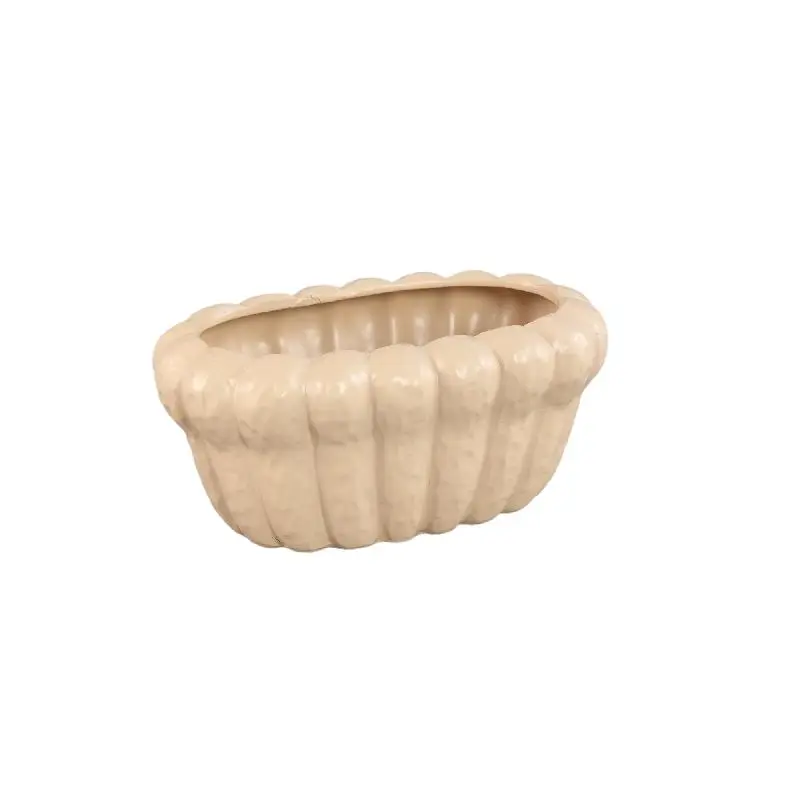 Topf – Ovale Form, Keramik Material, Geripptes Design, S – Samaran | PTMD