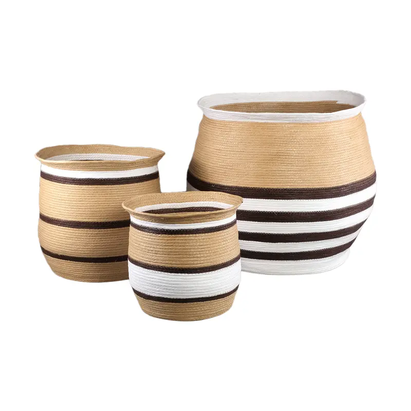 Topf – Papierseil, Naturfarbenes Design, Kontrastierende Streifen – Melano | PTMD