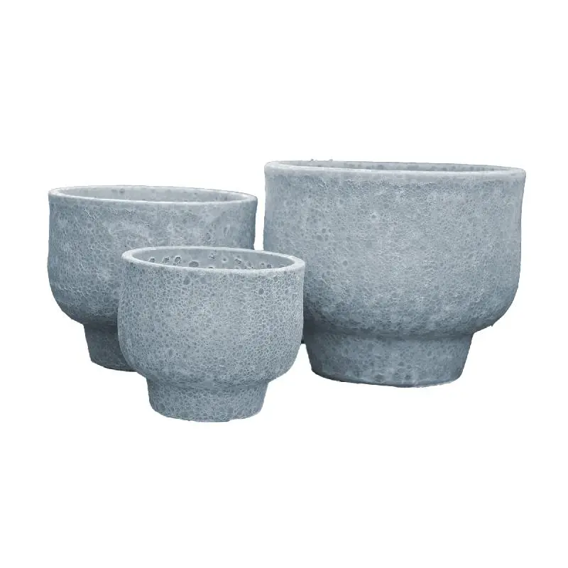 Topf – Raues Design, Runde Form, Keramik Material, Blau – Sanish | PTMD