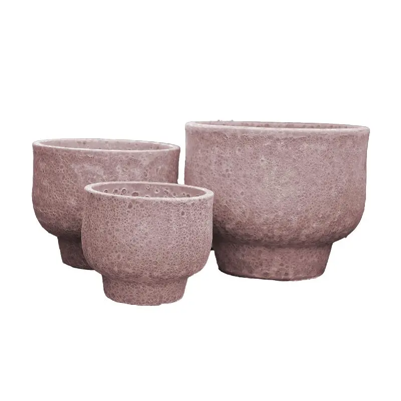 Topf – Raues Design, Runde Form, Keramik Material, Rot – Sanish | PTMD