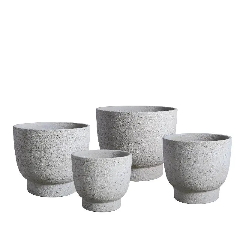 Topf – Runde Form, Fuß Design, GRC Material, Weiß – Pride | PTMD
