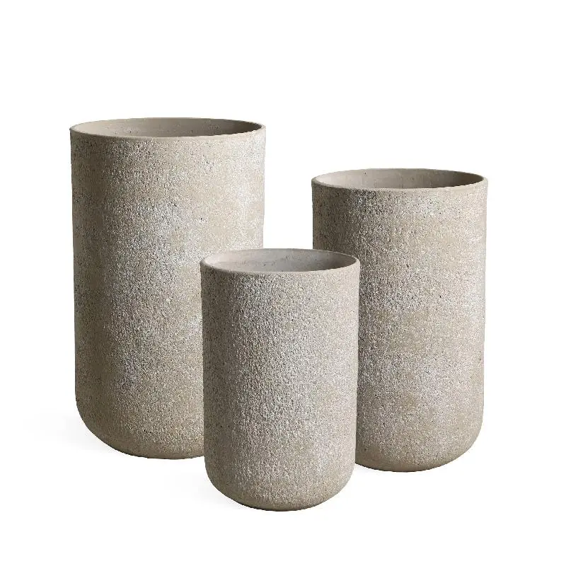 Topf – Runde Form, GRC Material, Creme, Hoch – Deliahe | PTMD