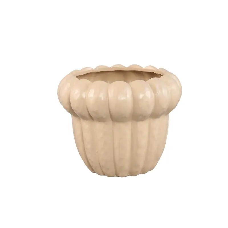 Topf – Runde Form, Keramik Material, Geripptes Design, M – Samaran | PTMD