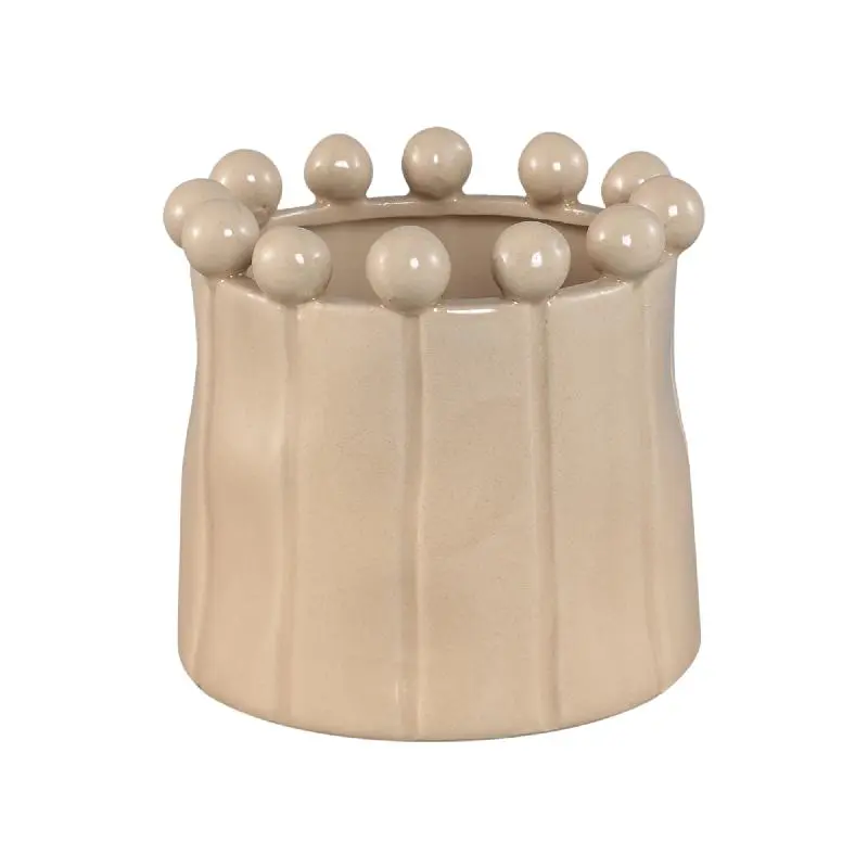Topf - Runde Form, Porzellan-Keramik, Kugelrand, Creme, L - Celine | PTMD