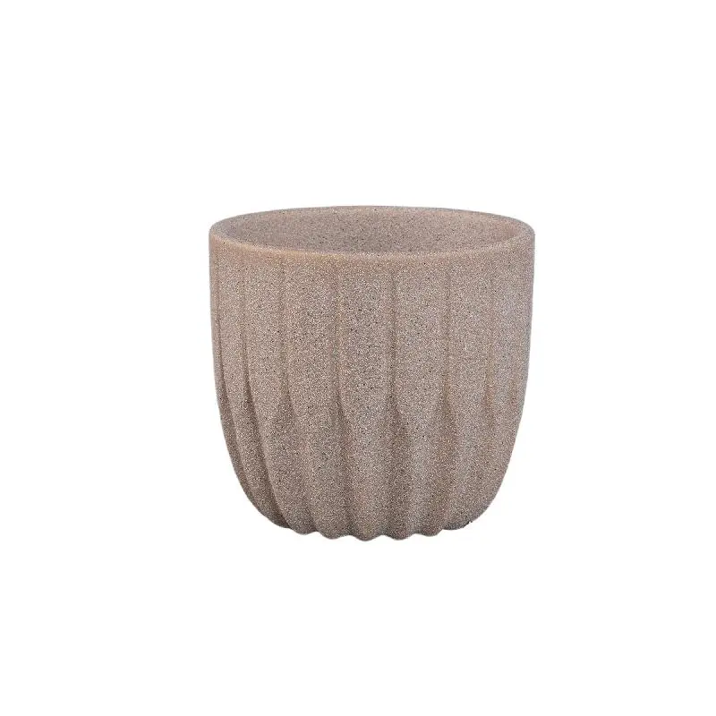 Topf - Runde Form, Porzellan-Keramik, Winkelmuster, Beige, M - Jeily | PTMD