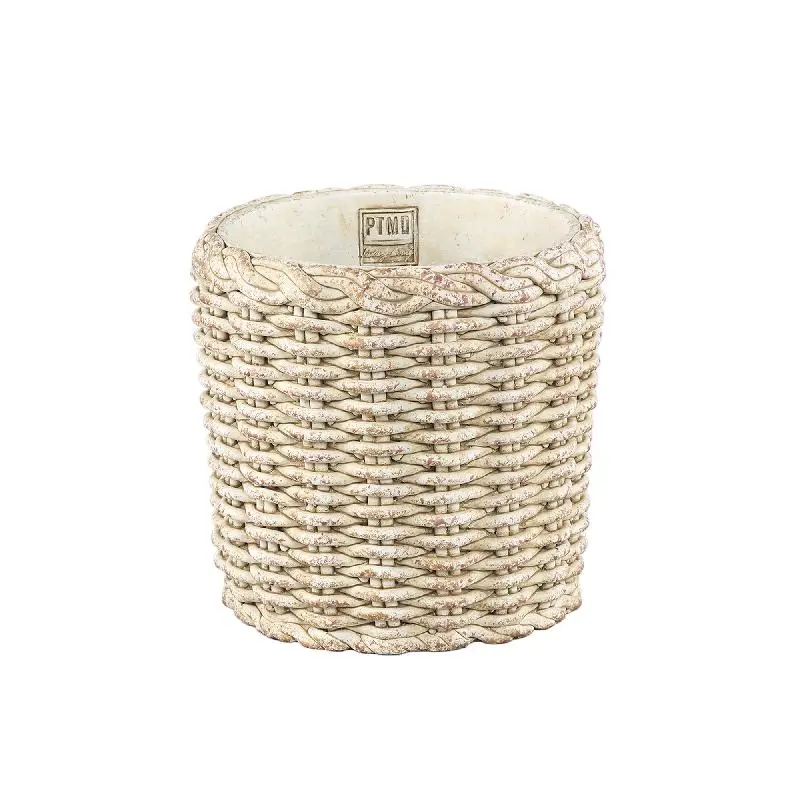 Topf – Runde Form, Zementmaterial, Korbmuster, L - Ranel | PTMD