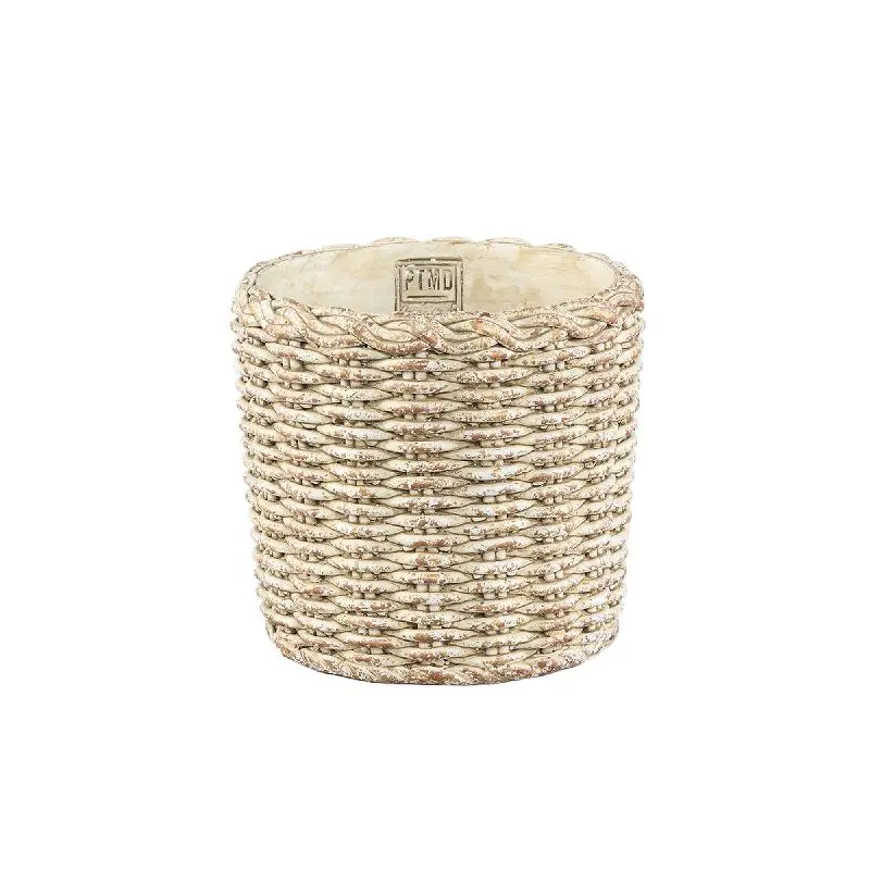 Topf – Runde Form, Zementmaterial, Korbmuster, M - Ranel | PTMD