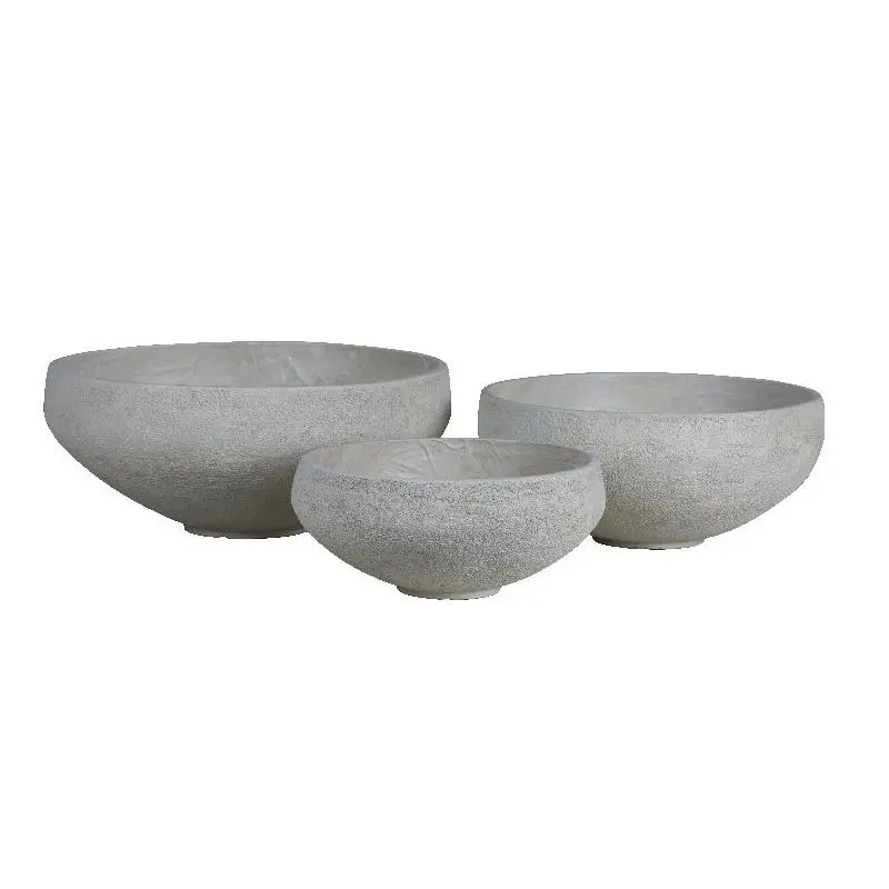 Topf – Runde Schalenform, GRC Material, Creme Finish, Niedrig – Dashima | PTMD