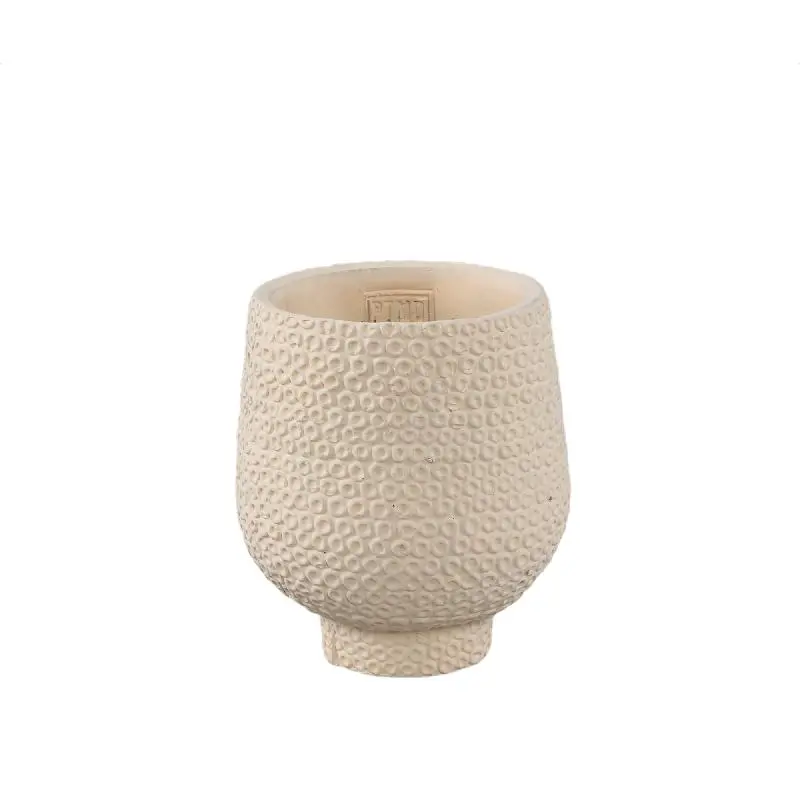 Topf – Runder Zement, Punktmuster, Cremefarbe, S – Laim | PTMD