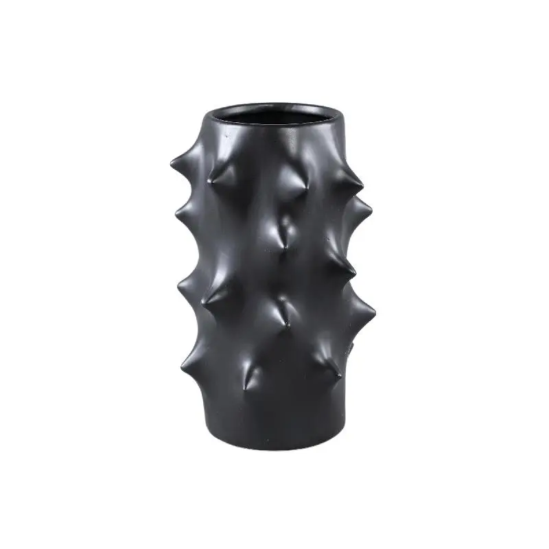 Topf – Rundes Design, Keramik Material, Wölbende Form, Schwarz, L – Oswaldo | PTMD