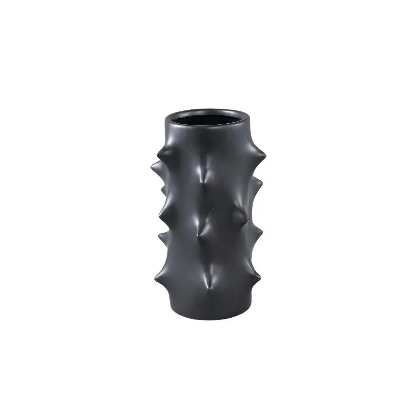 Topf – Rundes Design, Keramik Material, Wölbende Form, Schwarz, M – Oswaldo | PTMD