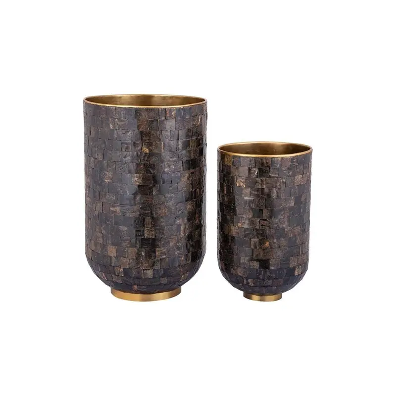 Topf – Schwarzes Hornmosaik, Goldene Metalldetails, Strukturierte Optik – Loder | PTMD