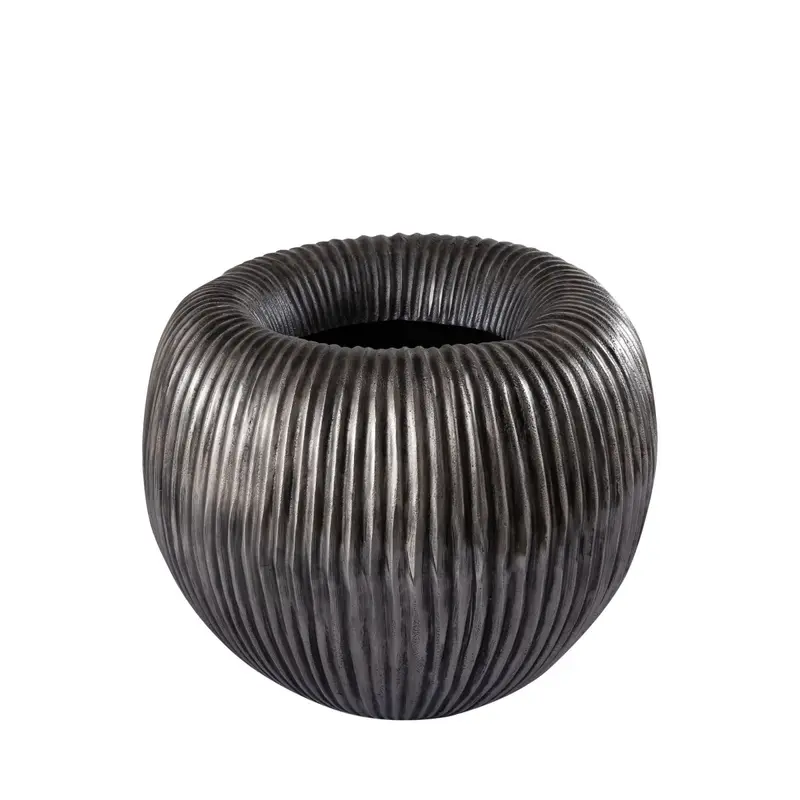 Topf – Silber Aluminium, Runde Form, Gerippte Struktur, S - Russel | PTMD