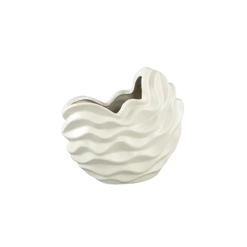 Topf – Steinzeug Keramik, Wellen Design, Creme Farbe, M – Kaylagh | PTMD
