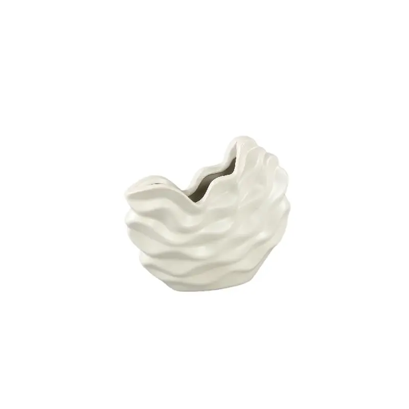 Topf – Steinzeug Keramik, Wellen Design, Creme Farbe, S – Kaylagh | PTMD