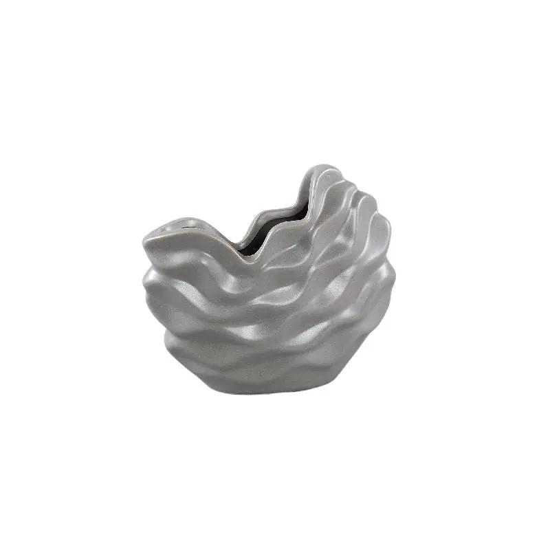 Topf – Steinzeug Keramik, Wellen Design, Graue Farbe, S – Kaylagh | PTMD
