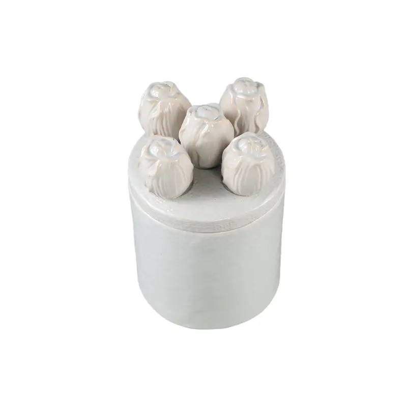 Topf - Steinzeug, Tulpen-Relief, runde Form, Creme, – Krystine | PTMD
