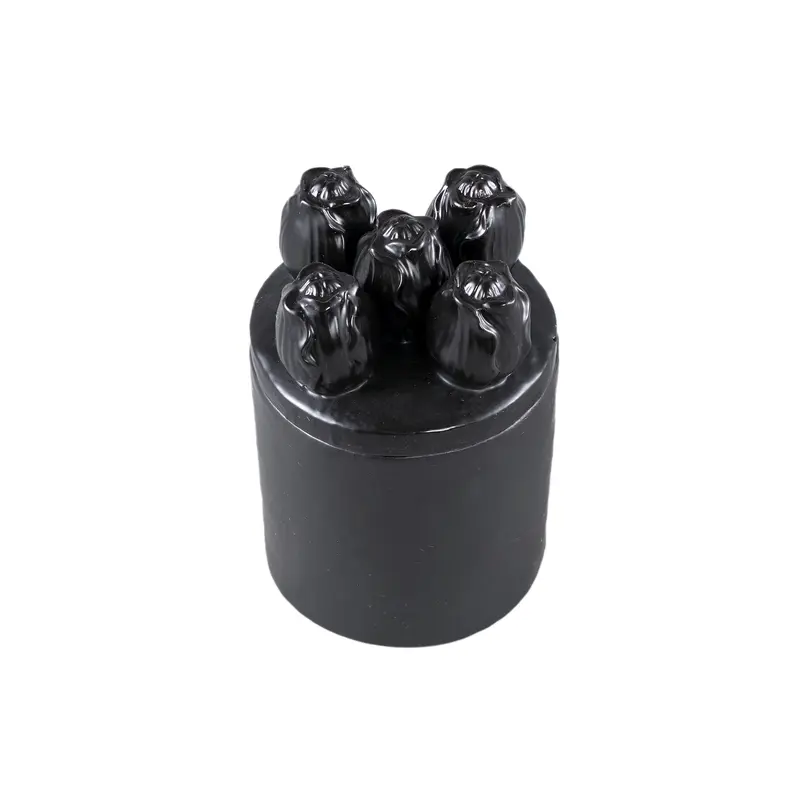 Topf - Steinzeug, Tulpen-Relief, runde Form, Schwarz, – Krystine | PTMD