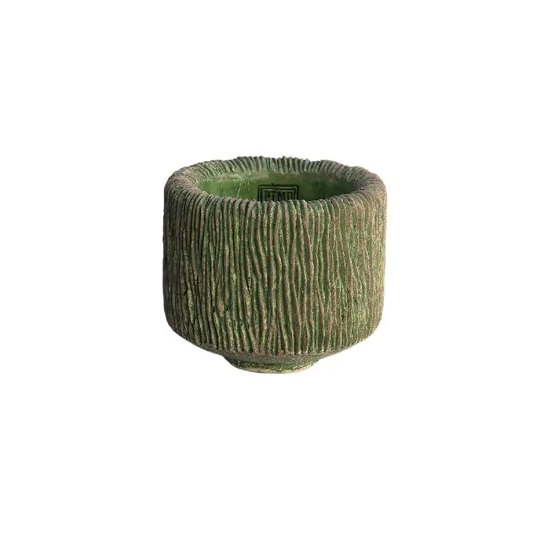 Topf – Streifen Design, Zement Material, Runde Form, M - Jacyln | PTMD
