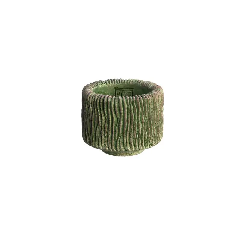 Topf – Streifen Design, Zement Material, Runde Form, S - Jacyln | PTMD