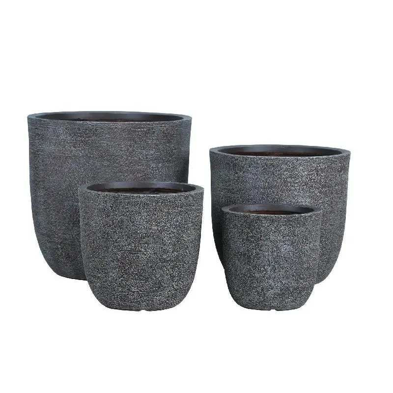 Topf – Struktur Design, Runde Form, GRC Material, Braun – Delsey | PTMD