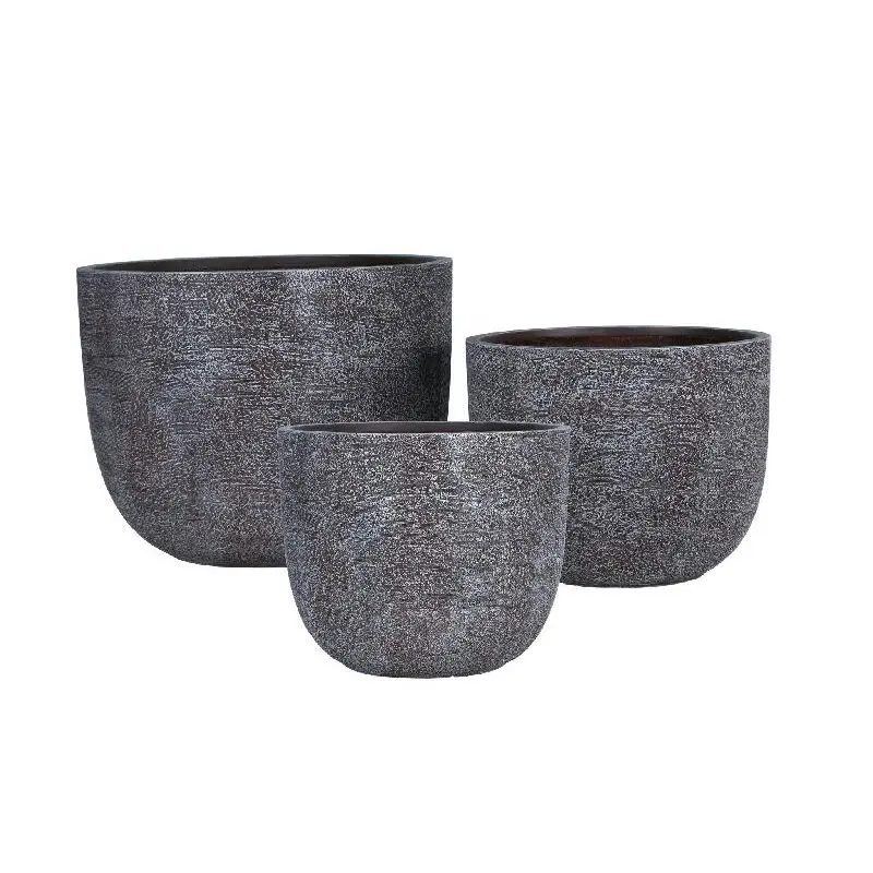 Topf – Struktur Design, Runde Form, GRC Material, Braun, Groß – Delsey | PTMD