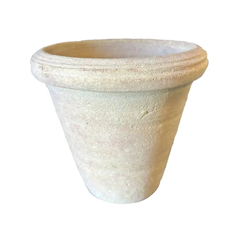 Topf – Weiße Terrakotta Keramik, Runde Form, Rand Design, M - Nella | PTMD