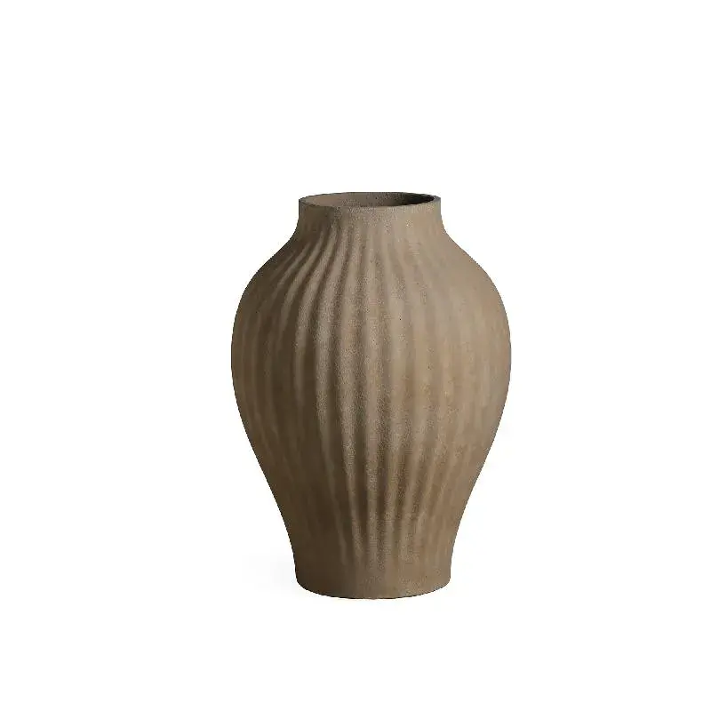 Topf – Zement-Material, Gerippte Struktur, Konisches Design - Beautii | PTMD