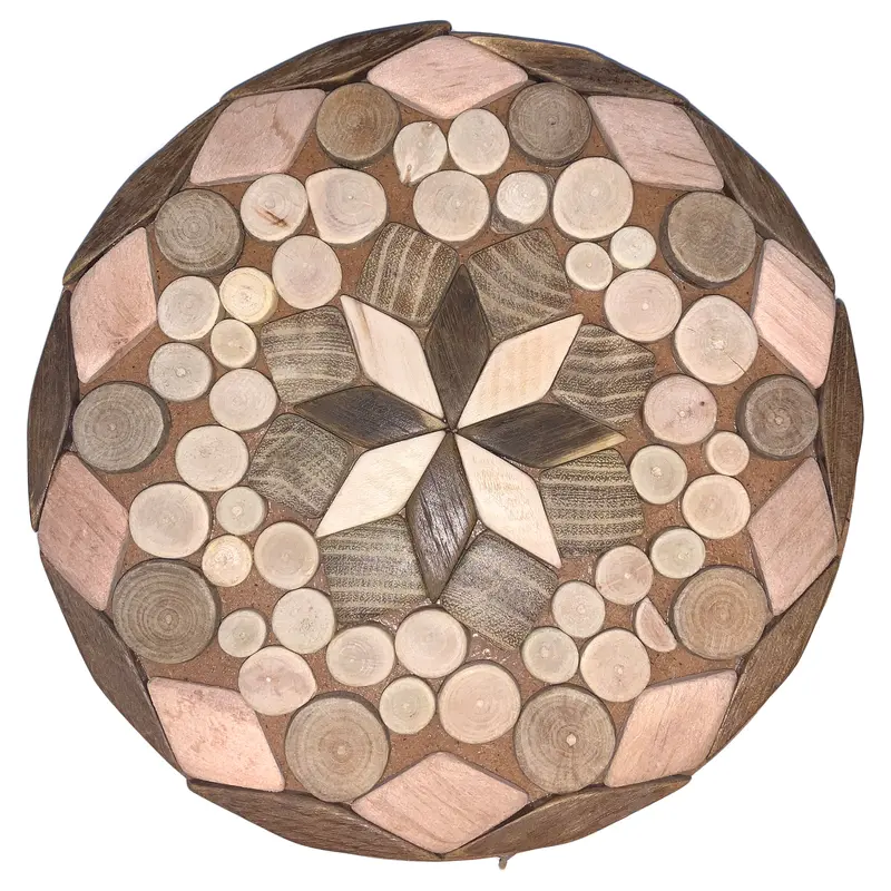 Topfuntersetzer rund aus Holz, gemischte Hölzer, mit Stern 009.149