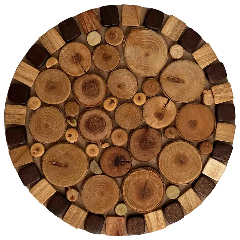 Topfuntersetzer rund aus Holz, gemischte Hölzer, ohne Motiv 037.021