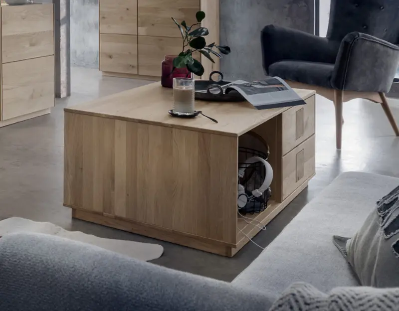 TPT Davos Couchtisch Wildeiche massiv natur/blanco geölt, B/H/T 110 x 45 x 70 cm