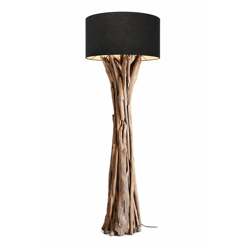 Treibholz Stehlampe Quinton Lampenschirm Schwarz / 195 cm