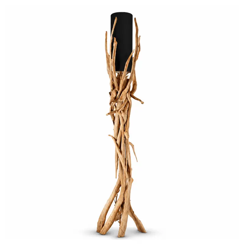 Treibholz Stehlampe VILLA Lampenschirm Schwarz 180 cm